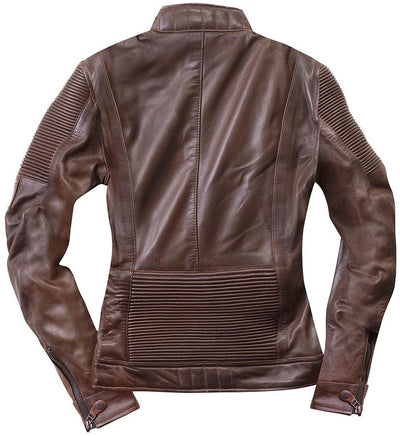 Black-Cafe London Amol Ladies Motorcycle Leather Jacket#color_brown