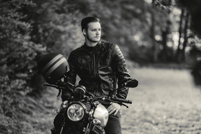 Black-Cafe London Detroit Motorcycle Leather Jacket#color_black
