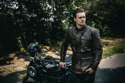 Black-Cafe London Moskau Motorcycle Leather Jacket#color_brown
