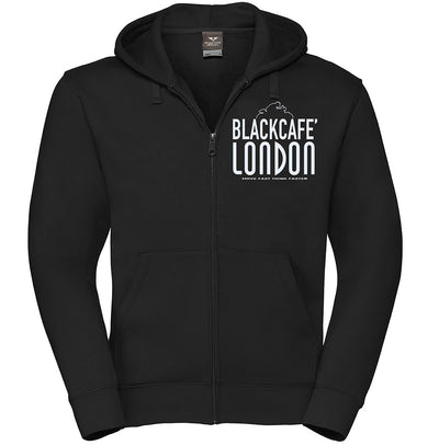 Black-Cafe London Classic Zip Hoodie#color_black-white
