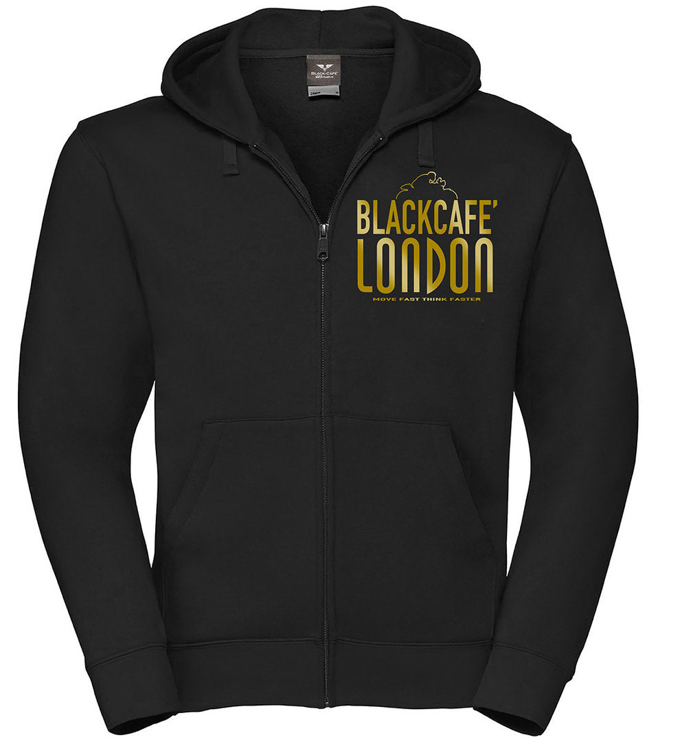 Black-Cafe London Classic Zip Hoodie#color_black-gold
