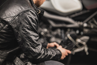 Black-Cafe London Madrid Motorcycle Leather Jacket#color_black