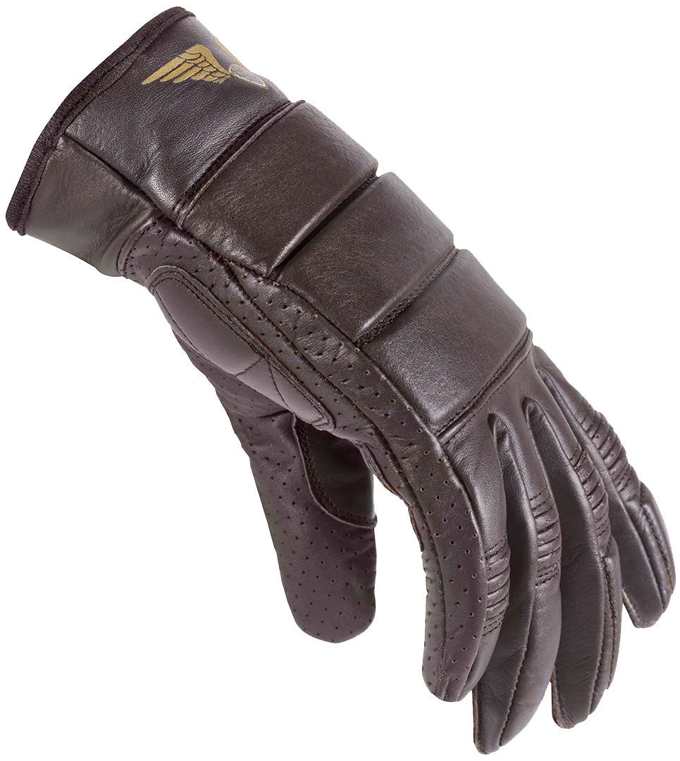 Black-Cafe London Retro Motorcycle Gloves#color_brown