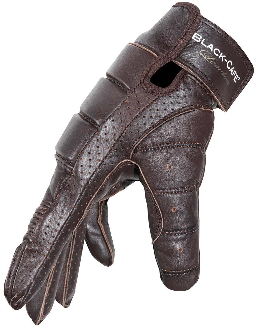 Black-Cafe London Retro Motorcycle Gloves#color_brown