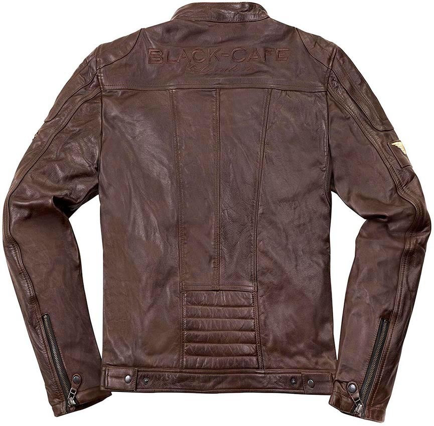 Black-Cafe London Schiras Motorcycle Leather Jacket#color_brown