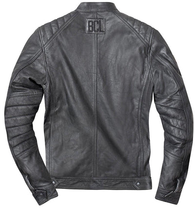 Black-Cafe London Rocka Motorcycle Leather Jacket#color_black