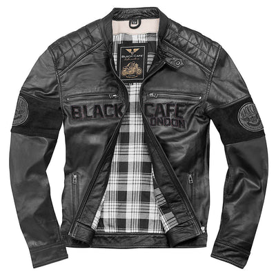 Black-Cafe London New York Motorcycle Leather Jacket#color_black