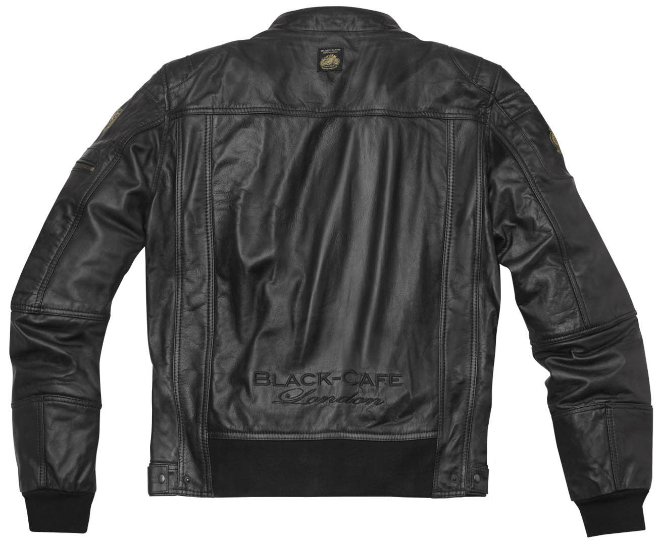 Black-Cafe London Dallas Motorcycle Leather Jacket#color_black